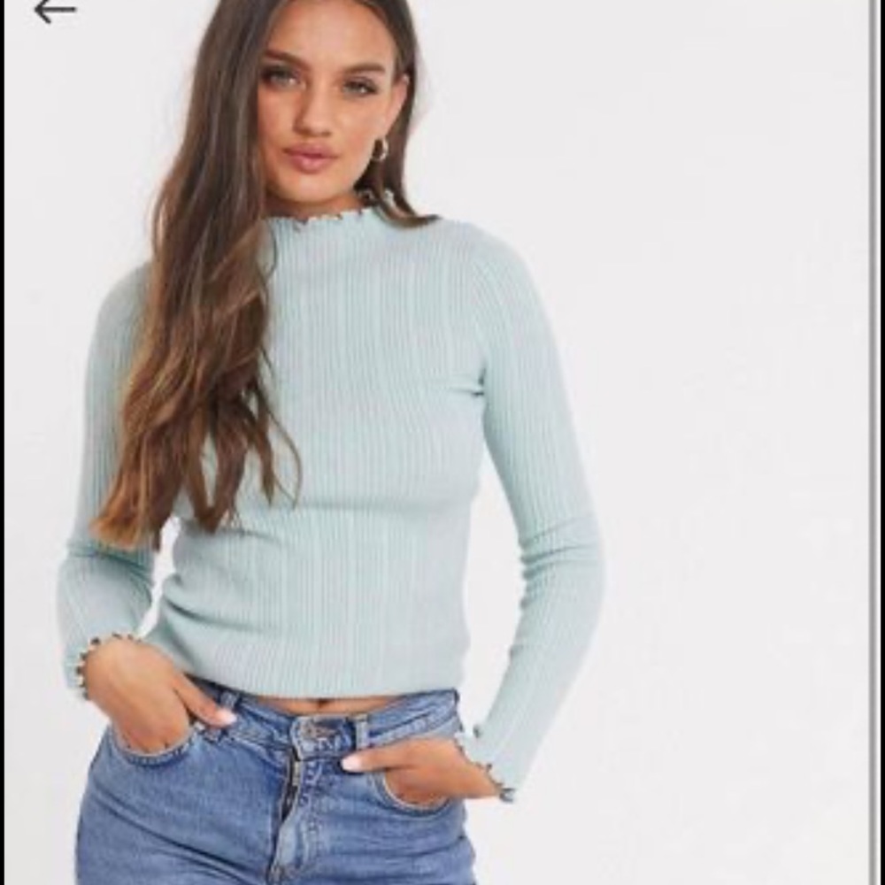 aqua blue textured turtleneck from monki!